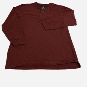 Covington Mens‎ Long Sleeve Burgundy Cotton Henley Shirt Size Medium